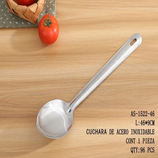 [AS-1522-46 [96 PZS/CAJA]] [AS-1522-46] CUCHARON DE ACERO INOXIDABLEL:46*9CM CONT 1 PIEZA