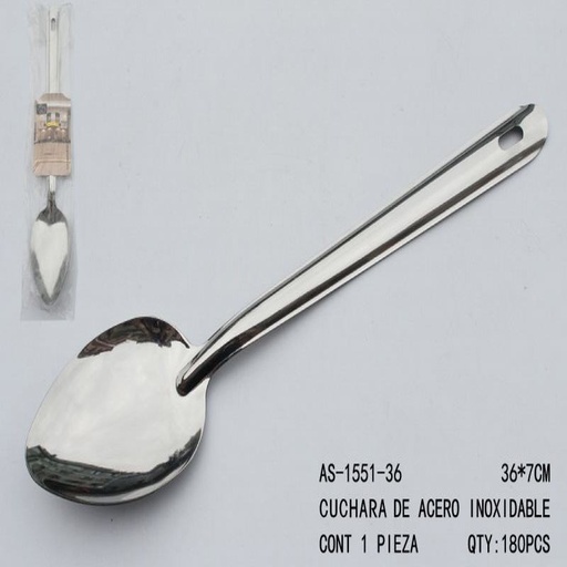 [AS-1551-36 [180 PZS/CAJA]] [AS-1551-36] CUCHARON DE ACERO INOXIDABLEL:36*7CM CONT 1 PIEZA