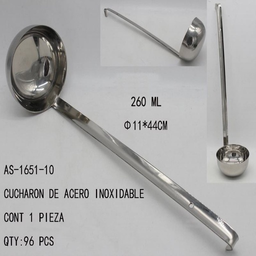 [AS-1651-10 [96 PZS/CAJA]] [AS-1651-10] CUCHARON DE ACERO INOXIDABLE?11*44CM CONT 1 PIEZA