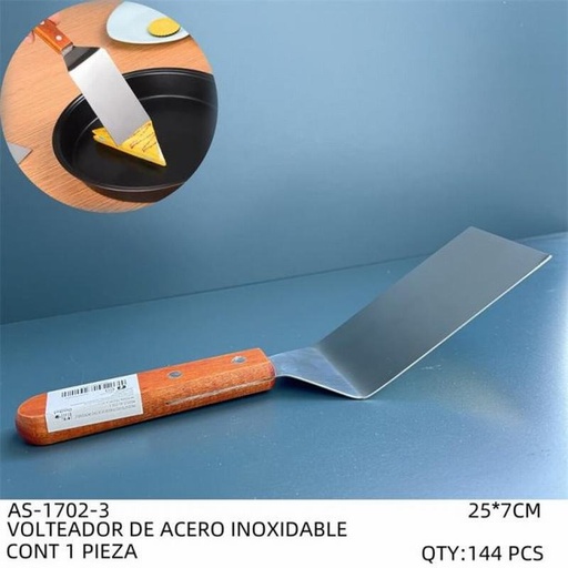 [AS-1702-3 [144 PZS/CAJA]] [AS-1702-3] VOLTEADOR DE ACERO INOXIDABLE30*7CM CONT 1 PIEZA
