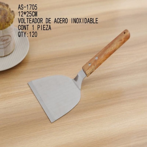 [AS-1705 [120 PZS/CAJA]] [AS-1705] VOLTEADOR DE ACERO INOXIDABLE12*25CM CONT 1 PIEZA