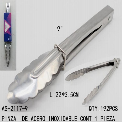 [AS-2117-9 [192 PZS/CAJA]] [AS-2117-9] PINZA DE ACERO INOXIDABLE
