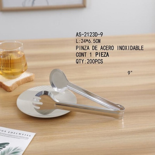 [AS-2123D-9 [200 PZS/CAJA]] [AS-2123D-9] PINZA DE ACERO INOXIDABLE23CM CONT 1 JUEGO