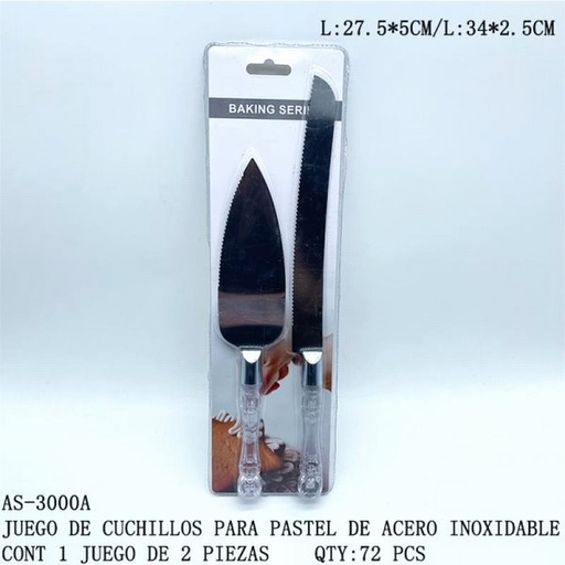 [AS-3000A [72 PZS/CAJA]] [AS-3000A] JUEGO DE CUCHILLOS PARA PASTEL DE ACERO INOXIDABLE