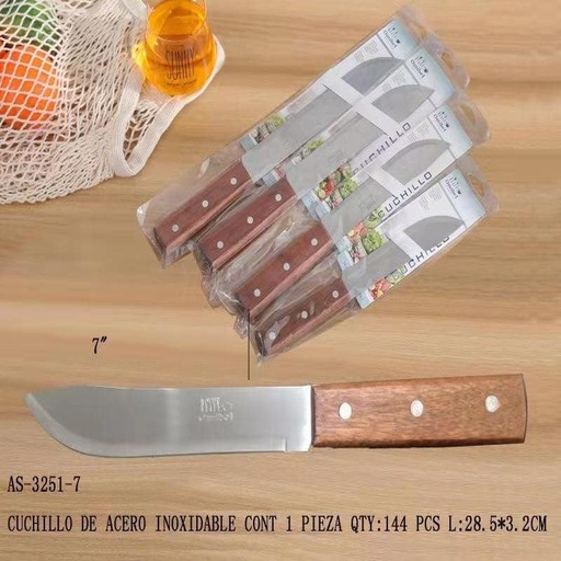 [AS-3251-7 [144 PZS/CAJA]] [AS-3251-7] CUCHILLO DE ACERO INOXIDABLEL:28.5*3.2CM CONT 1 PIEZA