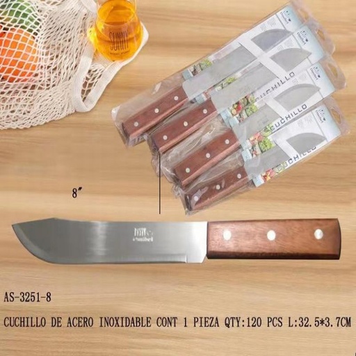 [AS-3251-8 [120 PZS/CAJA]] [AS-3251-8] CUCHILLO DE ACERO INOXIDABLEL:32.5*3.7CM CONT 1 PIEZA