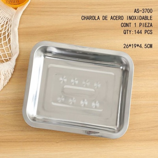 [AS-3700 [144 PZS/CAJA]] [AS-3700] CHAROLA DE ACERO INOXIDABLE