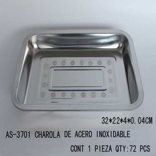 [AS-3701 [72 PZS/CAJA]] [AS-3701] CHAROLA DE ACERO INOXIDABLE