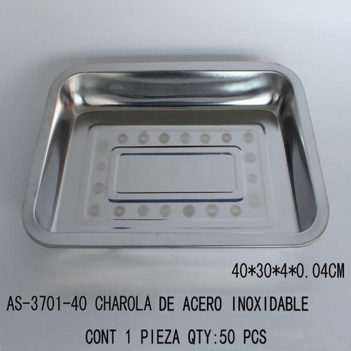 [AS-3701-40 [50 PZS/CAJA]] [AS-3701-40] CHAROLA DE ACERO INOXIDABLE