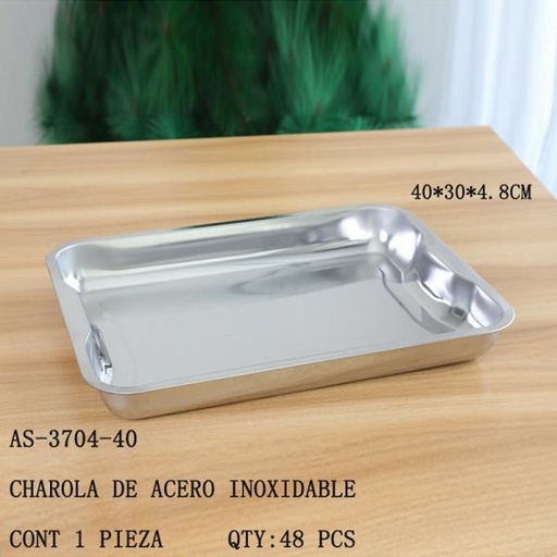 [AS-3704-40 [48 PZS/CAJA]] [AS-3704-40] CHAROLA DE ACERO INOXIDABLE40*30*4.8 CONT 1 PIEZA