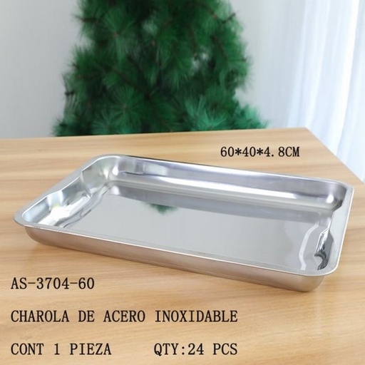 [AS-3704-60 [24 PZS/CAJA]] [AS-3704-60] CHAROLA DE ACERO INOXIDABLE60*40*4.8 CONT 1 PIEZA