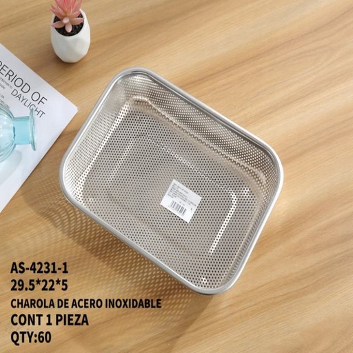 [AS-4231-1 [60 PZS/CAJA]] [AS-4231-1] CHAROLA DE ACERO INOXIDABLE