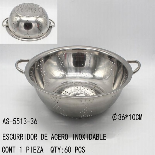 [AS-5513-36 [60 PZS/CAJA]] [AS-5513-36] ESCURRIDOR DE ACERO INOXIDABLE