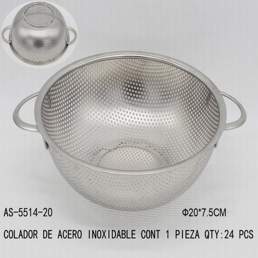 [AS-5514-20 [24 PZS/CAJA]] [AS-5514-20] COLADOR DE ACERO INOXIDABLE