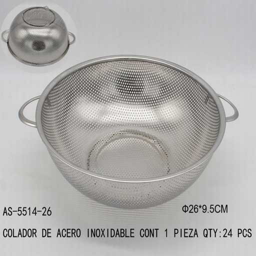 [AS-5514-26 [24 PZS/CAJA]] [AS-5514-26] COLADOR DE ACERO INOXIDABLE
