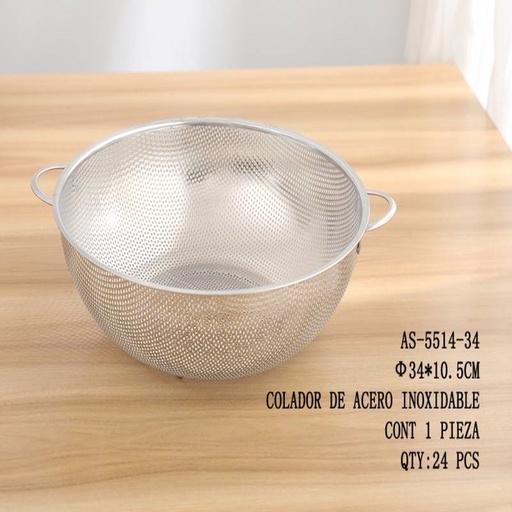 [AS-5514-34 [24 PZS/CAJA]] [AS-5514-34] COLADOR DE ACERO INOXIDABLE