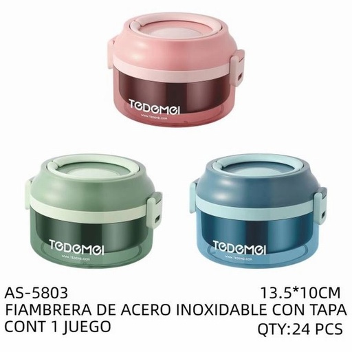 [AS-5803 [24 PZS/CAJA]] [AS-5803] FIAMBRERA DE ACERO INOXIDABLE CON TAPA