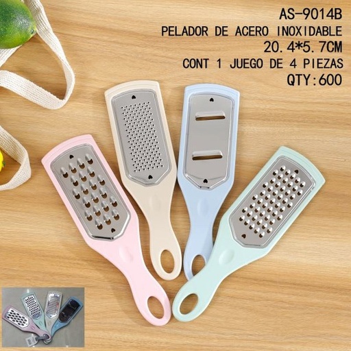 [AS-9014B [96 PZS/CAJA]] [AS-9014B] B-JUEGO DE RAYADORES DE VERDURA DE PLASTICO Y ACERO INOXIDABLE