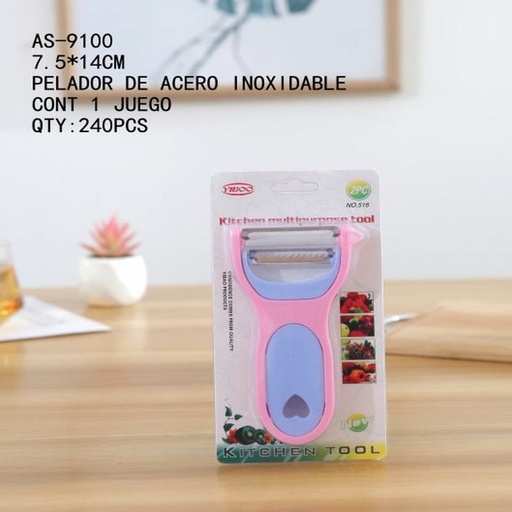 [AS-9100 [240 PZS/CAJA]] [AS-9100] PELADOR DE ACERO INOXIDABLE7.5*14CM CONT 1 JUEGO