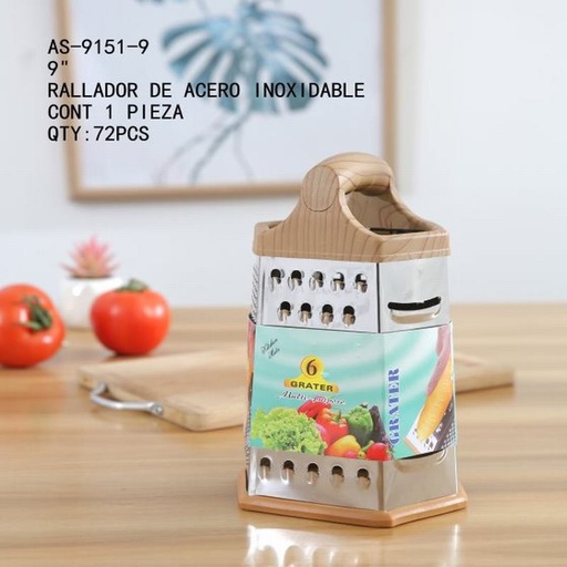[AS-9151-9 [72 PZS/CAJA]] [AS-9151-9] RALLADOR DE ACERO INOXIDABLE9 CONT 1 PIEZA