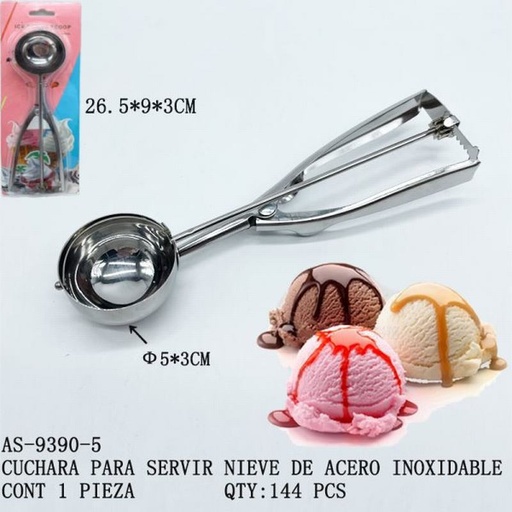 [AS-9390-5 [144 PZS/CAJA]] [AS-9390-5] CUCHARA PARA SERVIR NIEVE DE ACERO INOXIDABLE