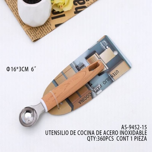 [AS-9452-15 [360 PZS/CAJA]] [AS-9452-15] B-UTENSILIO DE COCINA DE ACERO INOXIDABLEF3*16CM CONT 1 PIEZA