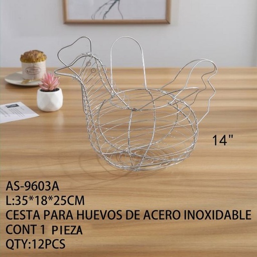 [AS-9603A [12 PZS/CAJA]] [AS-9603A] CESTA PARA HUEVOS DE ACERO INOXIDABLE