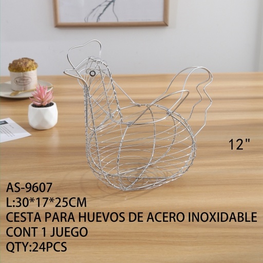 [AS-9607 [24 PZS/CAJA]] [AS-9607] CESTA PARA HUEVOS DE ACERO INOXIDABLE