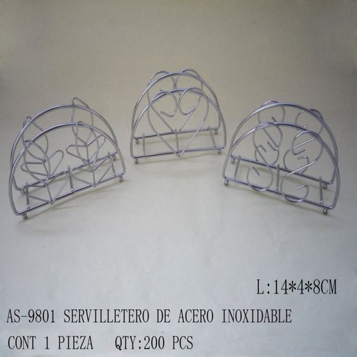 [AS-9801 [200 PZS/CAJA]] [AS-9801] SERVILLETERO DE ACERO INOXIDABLEL:14*4*8CM CONT 1 PIEZA