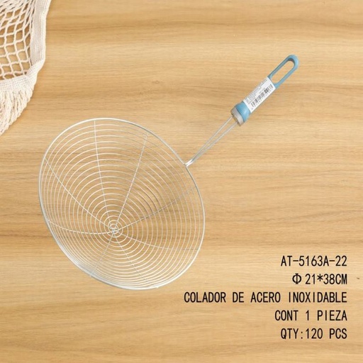 [AT-5163A-22 [120 PZS/CAJA]] [AT-5163A-22] COLADOR DE ACERO INOXIDABLE