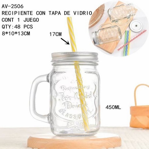 [AV-2506 [48 PZS/CAJA]] [AV-2506] RECIPIENTE CON TAPA DE VIDRIO