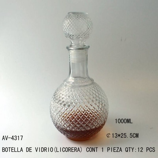 [AV-4317 [12 PZS/CAJA]] [AV-4317] BOTELLA DE VIDRIO(LUCORERA)
