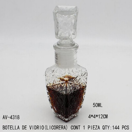 [AV-4318 [144 PZS/CAJA]] [AV-4318] BOTELLA DE VIDRIO(LICORERA)