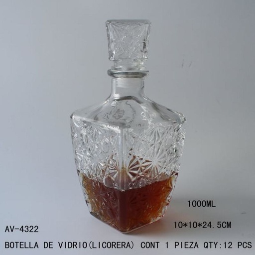 [AV-4322 [12 PZS/CAJA]] [AV-4322] BOTELLA DE VIDRIO(LICORERA)