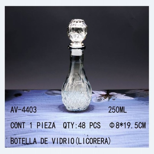 [AV-4404 [24 PZS/CAJA]] [AV-4403] BOTELLA DE VIDRIO(LICORERA)