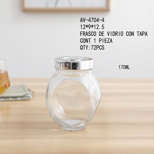 [AV-4704-4 [72 PZS/CAJA]] [AV-4704-4] FRASCO DE VIDRIO CON TAPA