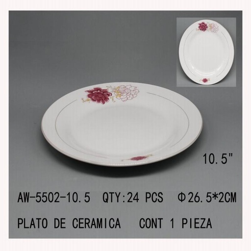 [AW-5502-10.5 [24 PZS/CAJA]] [AW-5502-10.5] PLATO DE CERAMICA