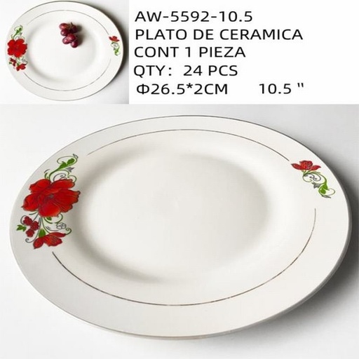 [AW-5592-10.5 [24 PZS/CAJA]] [AW-5592-10.5] PLATO DE CERAMICA