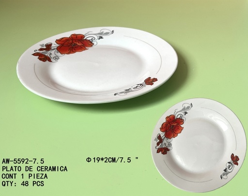 [AW-5592-7.5 [48 PZS/CAJA]] [AW-5592-7.5] PLATO DE CERAMICA