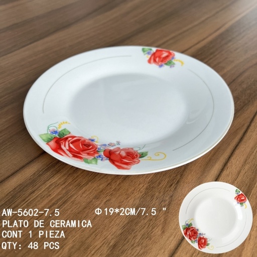 [AW-5602-7.5 [48 PZS/CAJA]] [AW-5602-7.5] PLATO DE CERAMICA