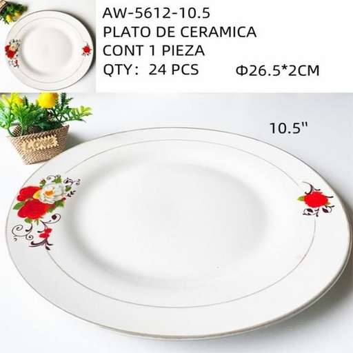 [AW-5612-10.5 [24 PZS/CAJA]] [AW-5612-10.5] PLATO DE CERAMICA