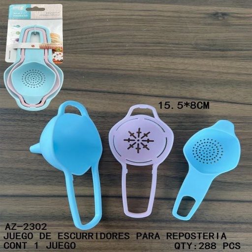 [AZ-2302 [288 PZS/CAJA]] [AZ-2302] B-JUEGO DE ESCURRIDORES PARA REPOSTERIA