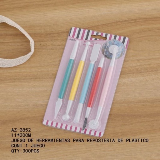 [AZ-2852 [300 PZS/CAJA]] [AZ-2852] JUEGO DE HERRAMIENTAS PARA REPOSTERIA DE PLASTICO