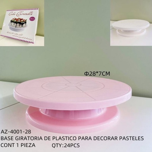 [AZ-4001-28 [24 PZS/CAJA]] [AZ-4001-28] BASE GIRATORIA DE PLASTICO PARA DECORAR PASTELES