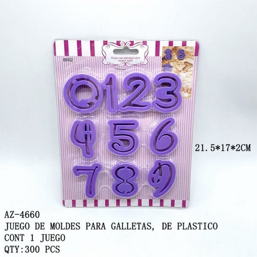 [AZ-4660 [300 PZS/CAJA]] [AZ-4660] JUEGO DE MOLDES PARA GALLETAS, DE PLASTICO