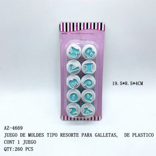 [AZ-4669 [260 PZS/CAJA]] [AZ-4669] JUEGO DE MOLDES TIPO RESORTE PARA GALLETAS, DE PL
