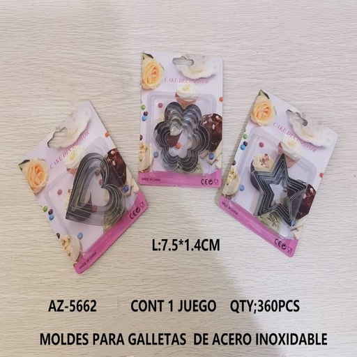 [AZ-5662 [360 PZS/CAJA]] [AZ-5662] MOLDES PARA GALLETAS DE ACERO INOXIDABLE