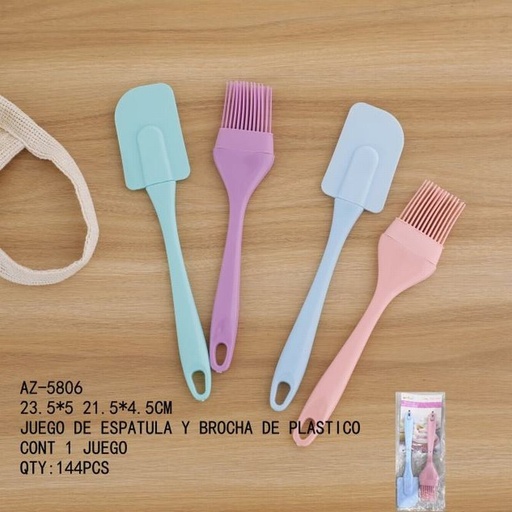 [AZ-5806 [144 PZS/CAJA]] [AZ-5806] JUEGO DE ESPATULA Y BROCHA DE PLASTICO