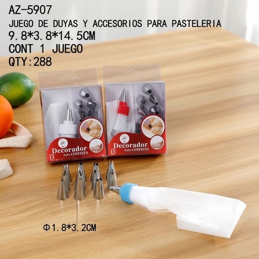 [AZ-5907 [288 PZS/CAJA]] [AZ-5907] JUEGO DE DUYAS Y ACCESORIOS PARA PASTELERIA