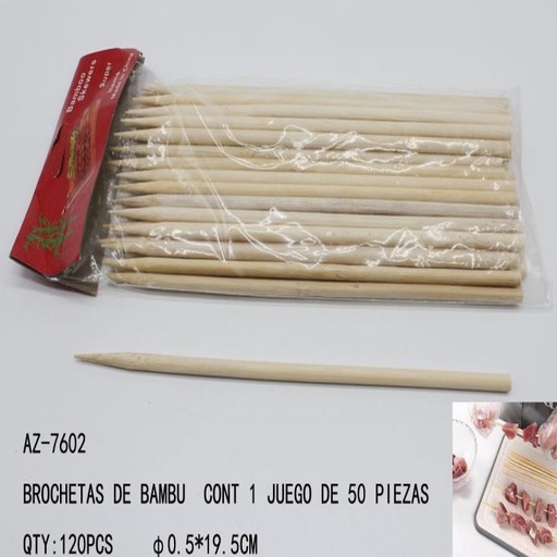[AZ-7602 [120 PZS/CAJA]] [AZ-7602] BROCHETAS DE BAMBU